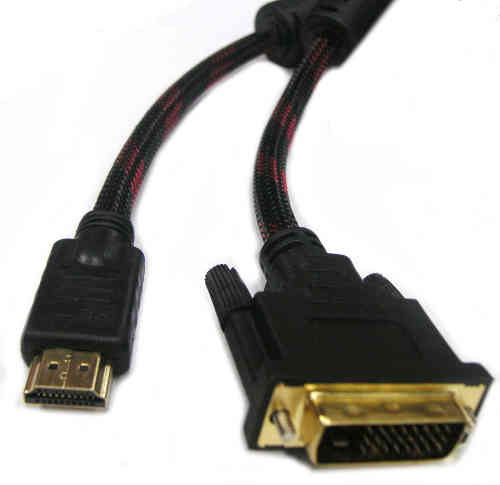 HDMI to DVI 24+1 M/M Cable with nylon sleeve 3m